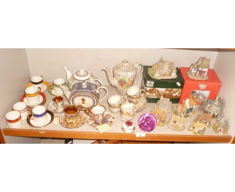 Assorted china cabinet cups, etc. and 10 various Lilliput Lane cottages (2 boxed)