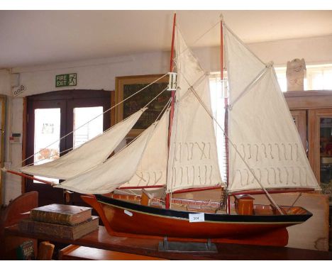 Wooden model of a 2 masted sailing schooner 