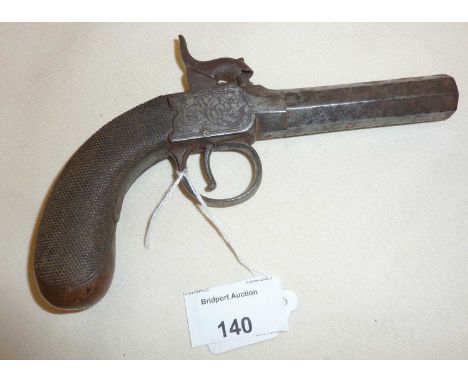19th century percussion cap muff pistol with octagonal barrel.Approx 16.5 cms long(please note this cannot be sent out in the