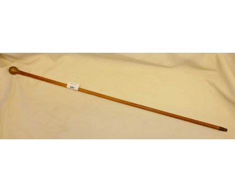 Gloucester Regiment military malacca swagger stick, approx 70cm long with brass top, c.WW1