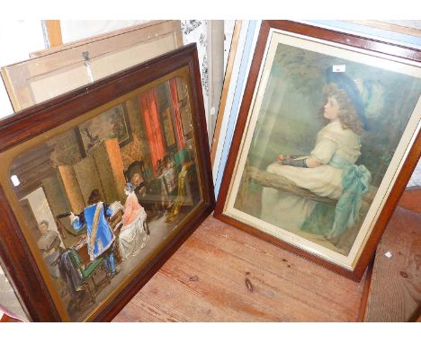 Oak framed Pears print, 32" x 24", and another similar 28" x 33"