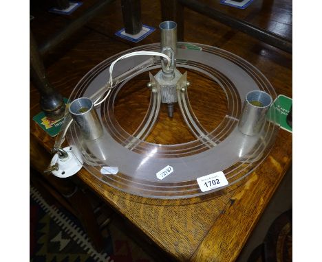 A 1950s 3-branch perspex light fitting 