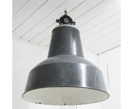 An extra large industrial grey enamel factory light, circa 1960, H78cm, W60cm 