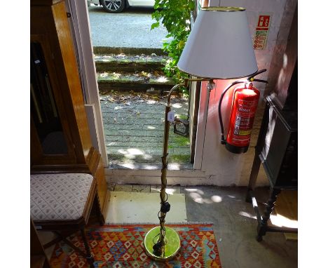 A brass effect standard lamp and shade, H146cm 