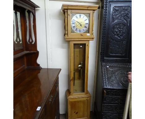 A modern pine longcase clock, with quartz movement, H186cm 