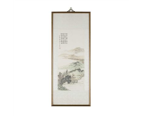 COLLECTION OF FIVE CHINESE PAINTINGS 20TH CENTURY two small watercolour paintings on silk depicitng bees with hibiscus and bu