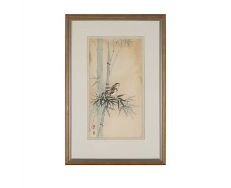 FOUR JAPANESE WOODBLOCK PRINTS 19TH-20TH CENTURY three colour prints depicting birds in flight or standing on tree branches, 