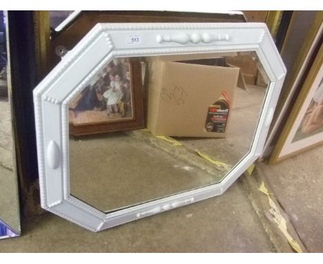 WHITE PAINTED HEXAGONAL MIRROR 72 CM X 60 CM 