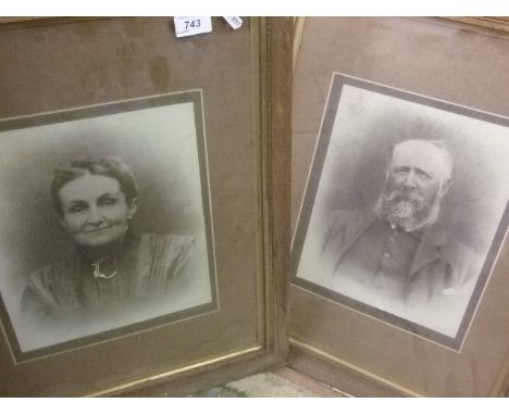 2 LARGE VINTAGE PHOTOS IN FRAMES ONE OF MAN, ONE OF WOMAN, 60CM X 48 CM PLUS ONE OTHER PRINT  