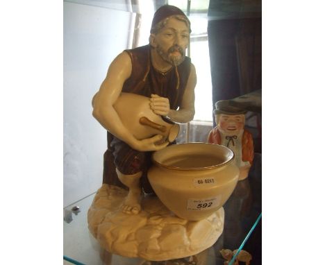 LARGE (30 CM) ROYAL WORCESTER TURKISH  WATER CARRIER WITH IMPRESSED MARKS 596.  ?AFTER JAMES HADLEY, PLUS TOBY JUG 