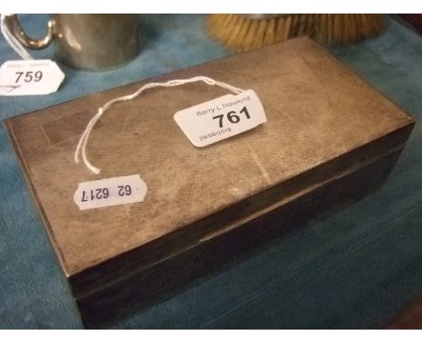 SILVER CIGARETTE BOX ENGINE TURNED TOP, WOOD LINING FHA AND M BIRMINGHAM 1937/8 (NOT ENGRAVED ) 