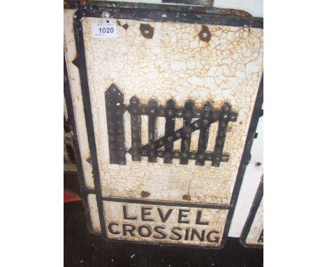 VINTAGE CAST IRON ROAD SIGN  "LEVEL CROSSING"  21 X 12 INCHES