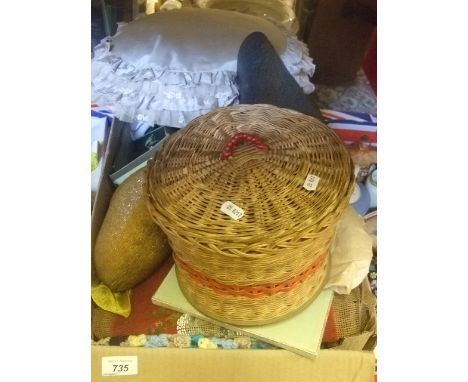 A BOX OF VINTAGE FABRICS, SEWING ITEMS ETC... 
