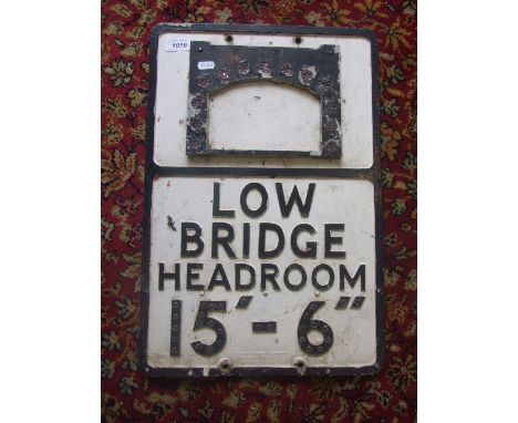 VINTAGE CAST ALLOY ROAD SIGN  "LOW BRIDGE" 21 X 14 INCHES