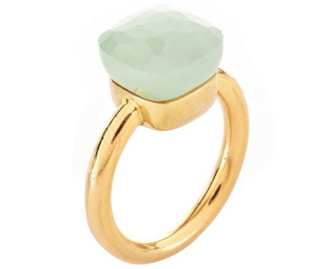 Pomellato Italian Rose Cut Topaz and 18 Karat Yellow Gold "Nudo Rose" Ring. Signed, stamped 750, Italian hallmark. Ring size 