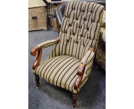 A button back open arm library chair 