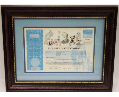 A Walt Disney Company share certificate made out to Susan Veronica Waddington 