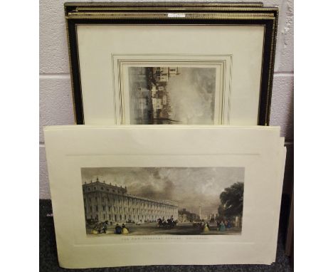 Prints - T A Prior, after, The New Treasury Offices Whitehall, lithograph;  others Thomas H Shepherd, Goldsmiths Hall;  W G M