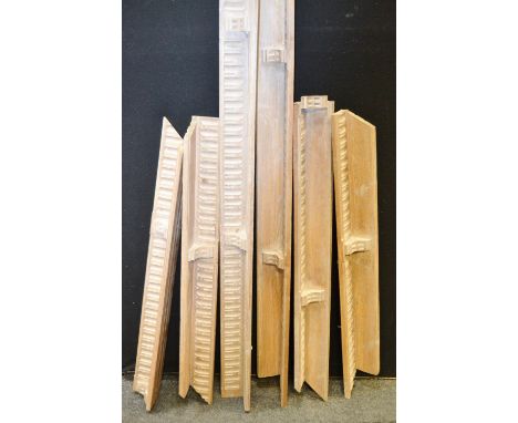 Architectural Salvage - limed effect coving fluted, in six sections, approx 110cm 108cm 108cm, 114cm,  233cm,  274cm long 