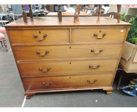 A 19th century mahogany chest of two short and three long drawers on bracket feet