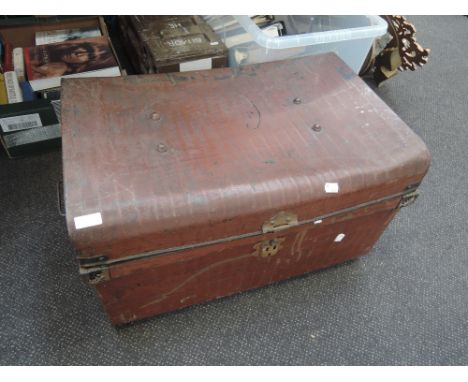 A vintage tin trunk
