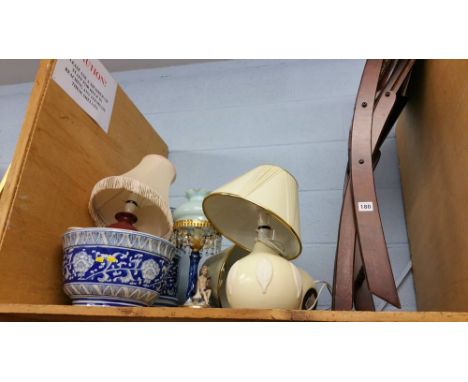 Lamps, planter and a folding chair