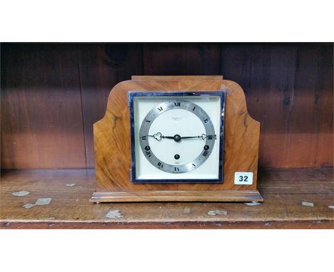 Deco walnut mantle clock