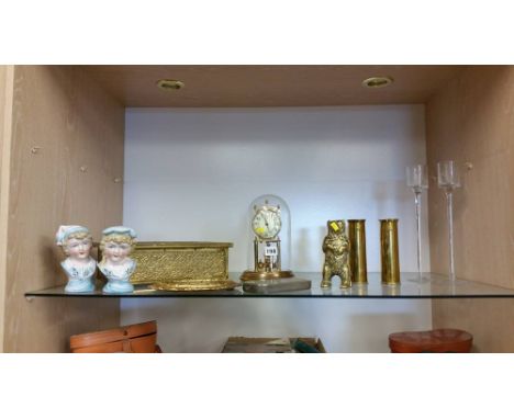 Anniversary clock, pair of Bisque busts etc.