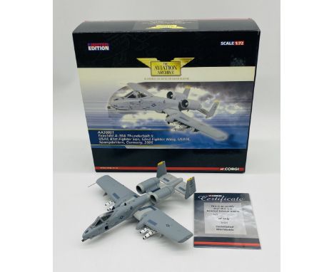 A boxed limited edition Corgi "The Aviation Archive" detailed die-cast model military plane (1:72 Scale) of Fairchild A-10A T