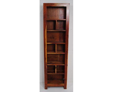 A Mexican pine freestanding shelf unit - length 42cm, depth 20cm, height 156.5cm