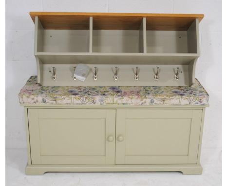 A modern shoe storage cupboard, along with a wall mounting coat rack/shelf - cupboard dimensions: length 121cm, depth 40cm, h