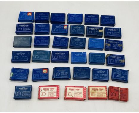 A collection of thirty-five boxed Hornby Dublo model railway OO gauge black switches