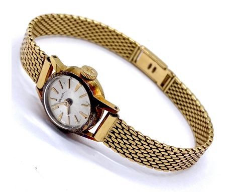 A Zenith ladies 18ct gold watch and strap, total weight including movement 21.4g