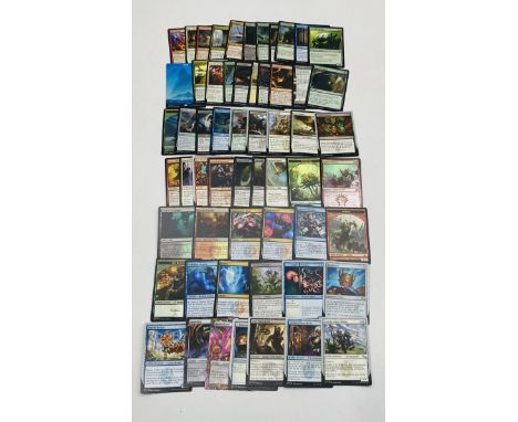 A collection of modern Magic The Gathering Deckmaster cards