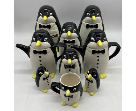 .A collection of ceramic novelty storage jars, teapots, salt and peppers etc. all in the form of penguins