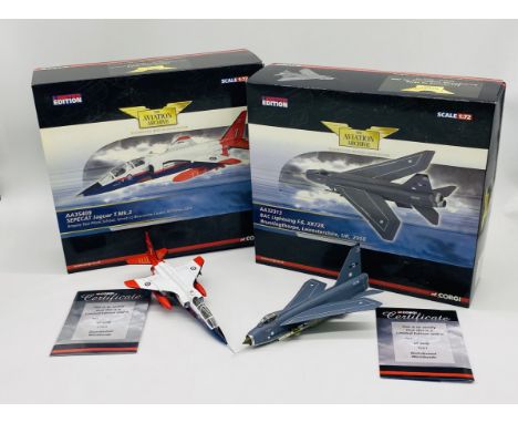 Two boxed limited edition Corgi "The Aviation Archive" detailed die-cast model military planes (1:72 Scale) including SEPECAT
