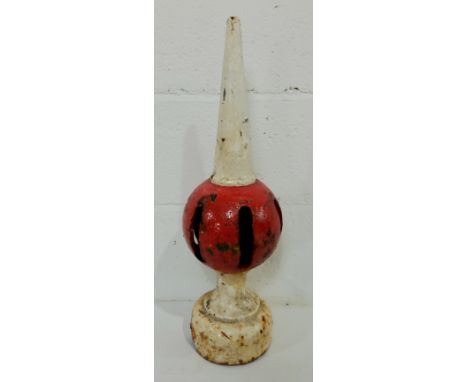A vintage cast iron railway signal finial, marked BR-W G179 - overall height 57cm.