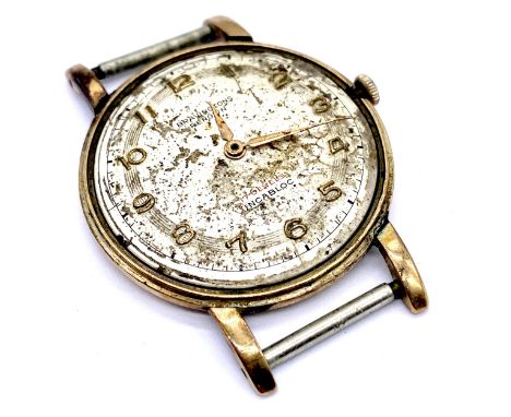 A Bravingtons Renown vintage watch in 9ct gold case (A/F) weight of back 6.3g to include two non gold pins