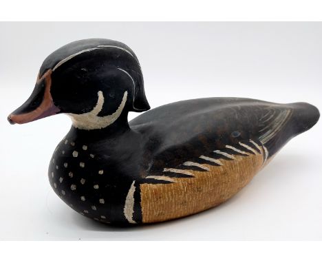 A vintage painted decoy Wood Duck, 36cm length.