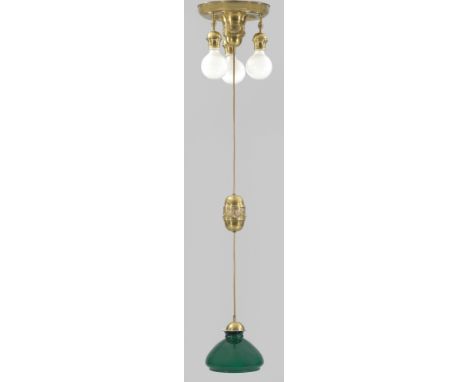   Jugendstil-Deckenlampe  Jugendstil-Deckenlampe    Jugendstil-Deckenlampe    4-flg.; Messing und weißes, teilw. dunkelgrün ü