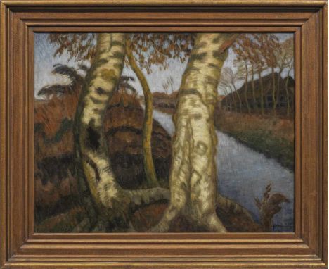   Otto Modersohn  Otto Modersohn    Otto Modersohn    (1865 Soest - 1943 Rotenburg/Wümme)   Birken am Moorkanal/Dorfstraße in