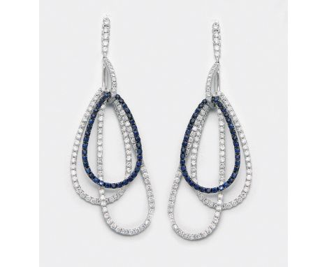   Paar extravagante Saphir-Diamantohrringe  Paar extravagante Saphir-Diamantohrringe    Paar extravagante Saphir-Diamantohrri