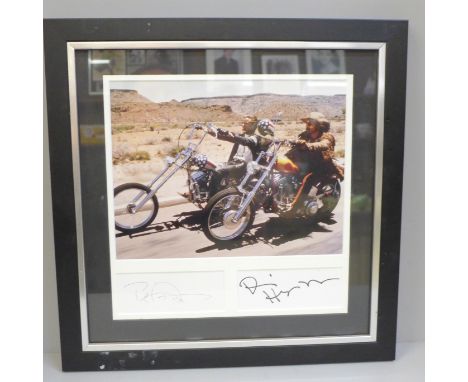 A Peter Fonda and Dennis Hopper, Easy Rider, autographs and photograph display with Rutland Autographs AFTAL registered C.O.A