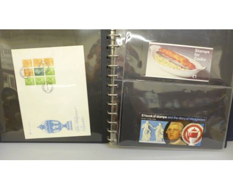 Stamps; an album of GB booklets including £1 Wedgwood and booklet panes on first day covers, face value of booklets exceeds £