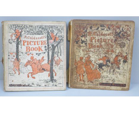 Two hard bound volumes of R. Caldecott's coloured picture books, published by George Routledge and Sons and Frederick Warne &