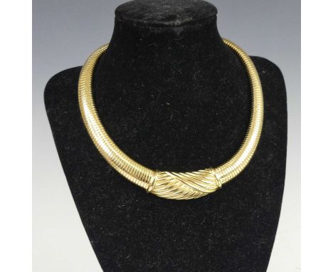 A Christian Dior gilt metal choker, arranged as flexible slightly expanding links, stamped to clasp, 40cm