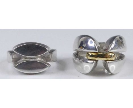 Georg Jensen sterling silver and yellow metal ring, design No. 311, size M, together with one other, design No. 98, size N, 2