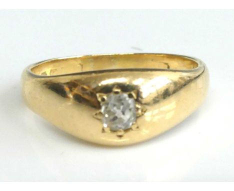 An Edwardian 18ct gold diamond signet style ring, featuring an old cushion cut diamond in a star setting, diamond dimensions 