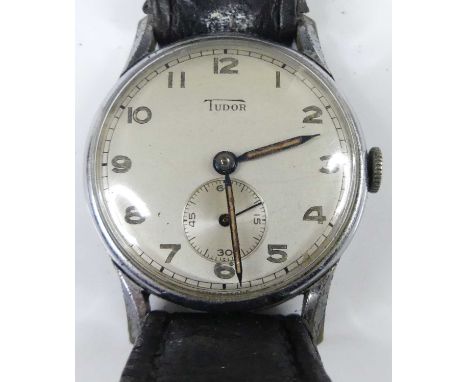 A Tudor gent's steel cased manual wind wrist watch with sign silver Arabic dial with subsidiary seconds dial, Ref. 768, No. 6