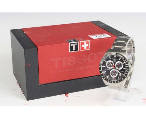 A gent's Tissot PRS516 steel cased quartz chronograph wristwatch, circa 2012, having signed black dial, triple subsidiary dia